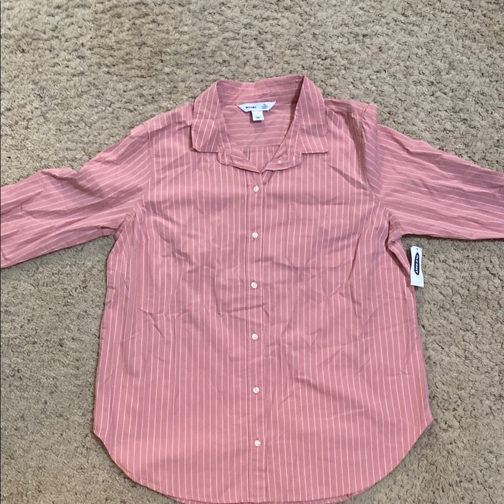 Old Navy Pink and White Button Down Shirt